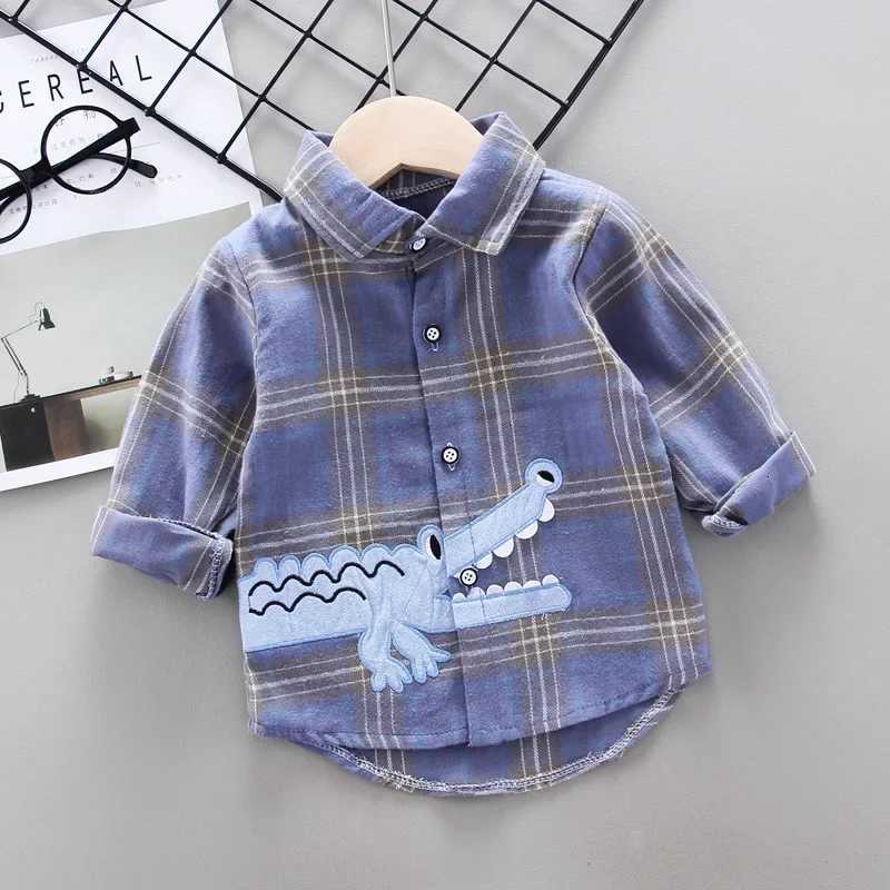 2025 Spring Boys Plaid Shirts Kids Long Sleeve Cotton Clothes Costume Baby Girl School Blouse Red Top Tee Shirts Outfit 18M-7Y X250806