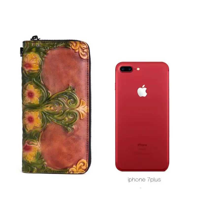 MOTAORA Womens Leather Wallet Long Clutch Purse Vintage Embossed Handmade Luxury Bags with Multi Card Slots Zipper Pocket GiftXJ250806