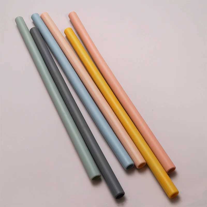 Baby Feeding Solid Color Reusable Silicone Straws Baby Food Grade Flexible Bent Straight Drinking Cup Straws for Children Party Bar X250806