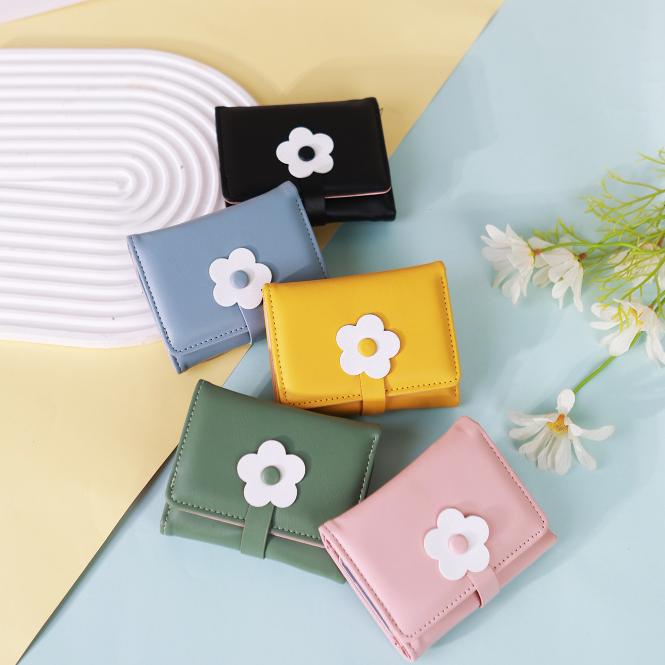 New Simple Fresh Sweet Multi-Card Slot Floral Short 70% off Women's Wallet