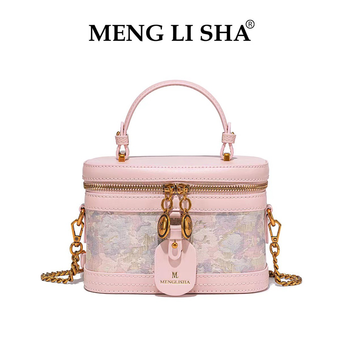 2025 MENG LI SHA Summer New Niche High-End Texture Embroidered Tote Box Bag Women's Commuter Versatile One-Shoulder Crossbody Bag