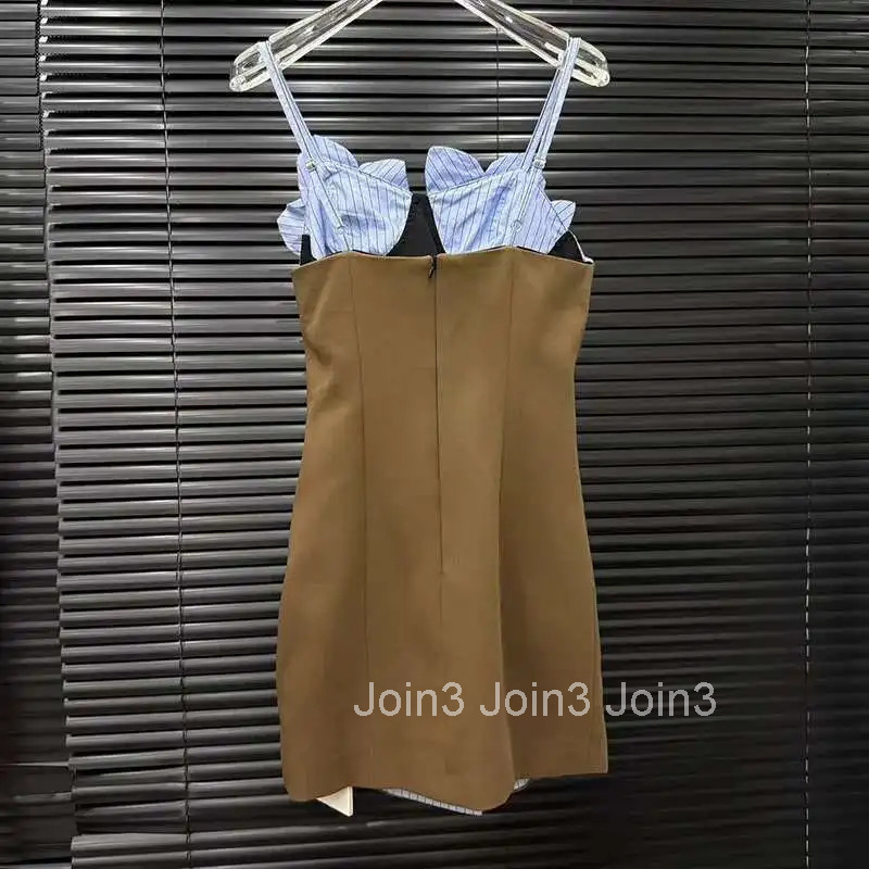 Fashion Elegant 3D Flower Decoration Suspender Dresses For Women Evening Party Contrast Color Dress Female Trendy 11A04976