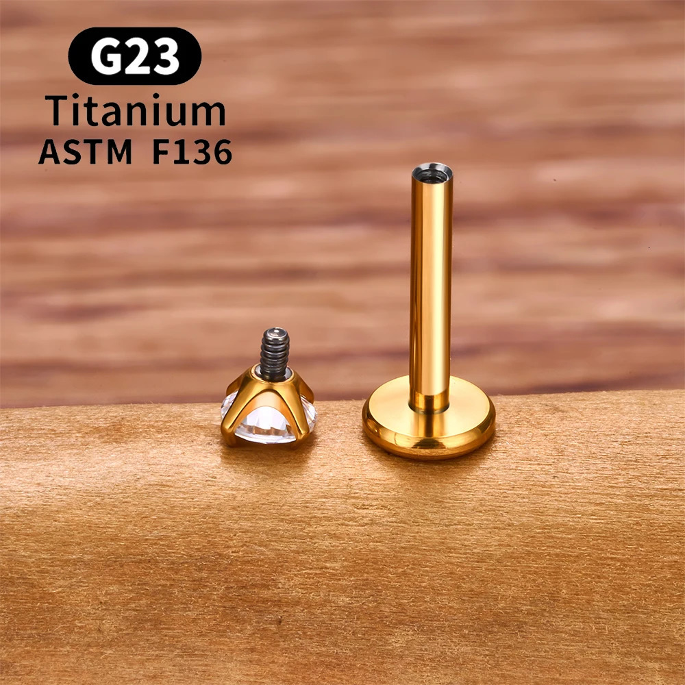 10/50PCS G23 Ttianium Piercing Labret Lip Stud Ring CZ 16G Internal Thread Stud Earring Ear Tragus Cartilage Helix Daith Jewelry 250805