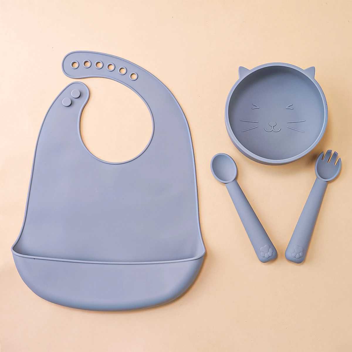 4PCS Food Grade Silicone Feeding Set Sucker Dishes Plate Self Feeding Bowl Sippy Cup BPA Free Toddler Meal Essentials X250806