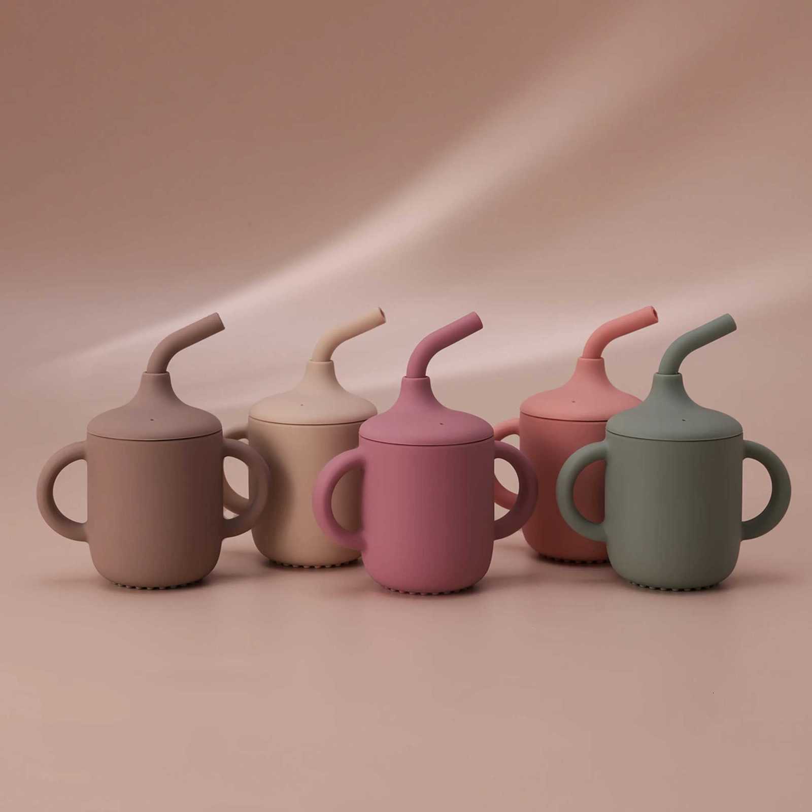 1PCS Baby Silicone Straw Cup BPA Free Leak-Proof Learning Cup Dual Handle Travel Feeding Training Cup Toddler Drinking Water Cup X250806