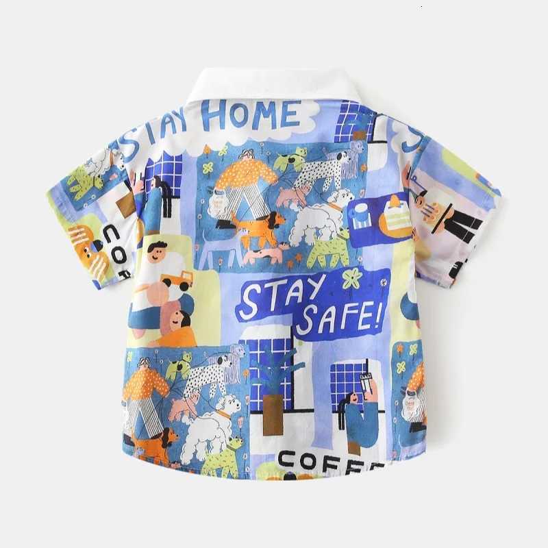 Summer Baby Clothes Toddler Boys Shirts With Collar Kids 2 To 3 4 5 6 7 Years Short Sleeve Cute Cotton Dinosaur Childrens Tops X250806