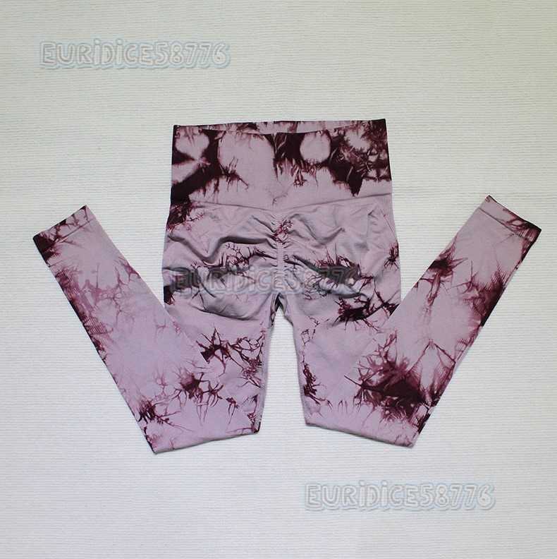 High Waist Peach Hip Tight Pants High Elastic Fitness Pants Seamless Slim Tie Dye Yoga Pants H250806