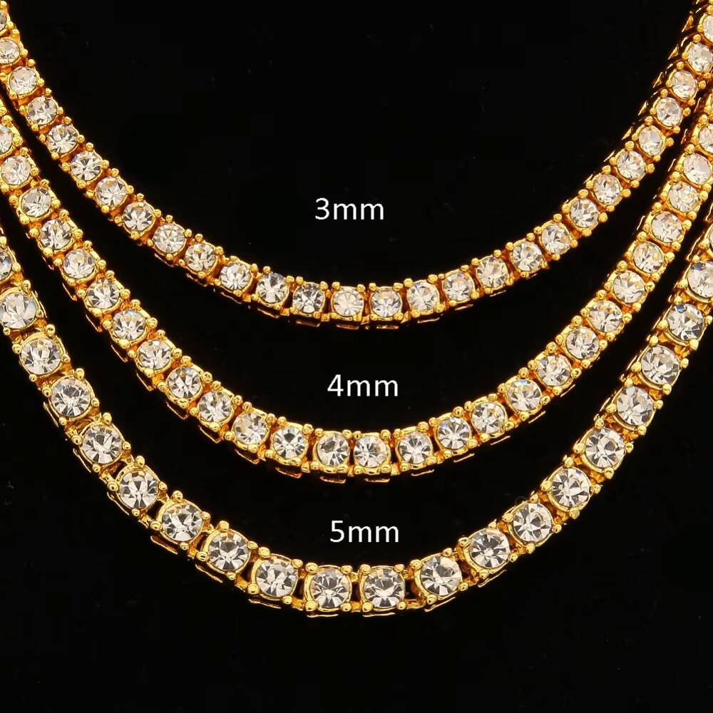 Hip Hop 5mm Moissanite Choker Chain Iced Out Diamond 925 Silver Tennis Chain Necklace