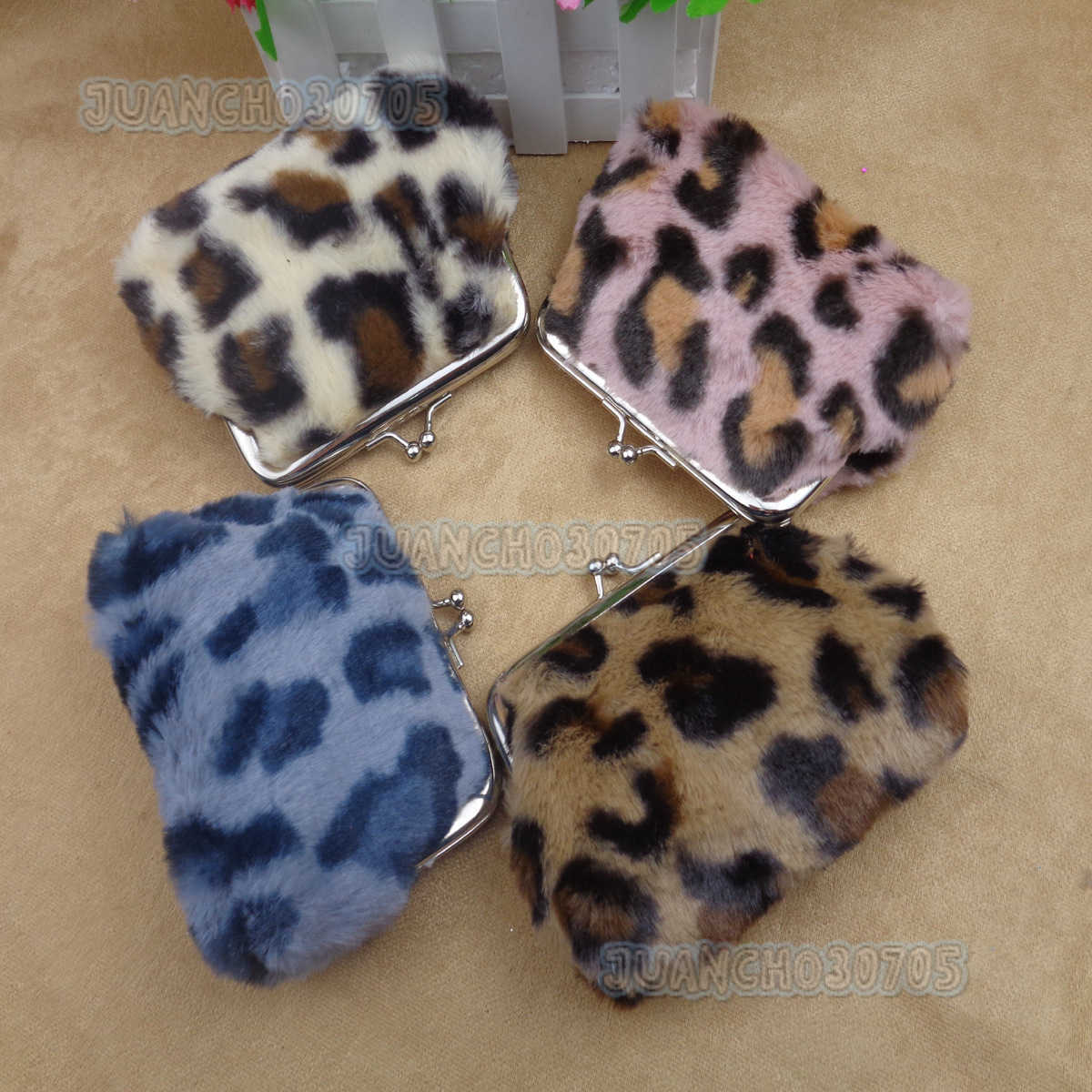 New Leopard Print Plush Clip Coin Purse Blanket Fabric Bank Card Coin Fashion Bag H250806