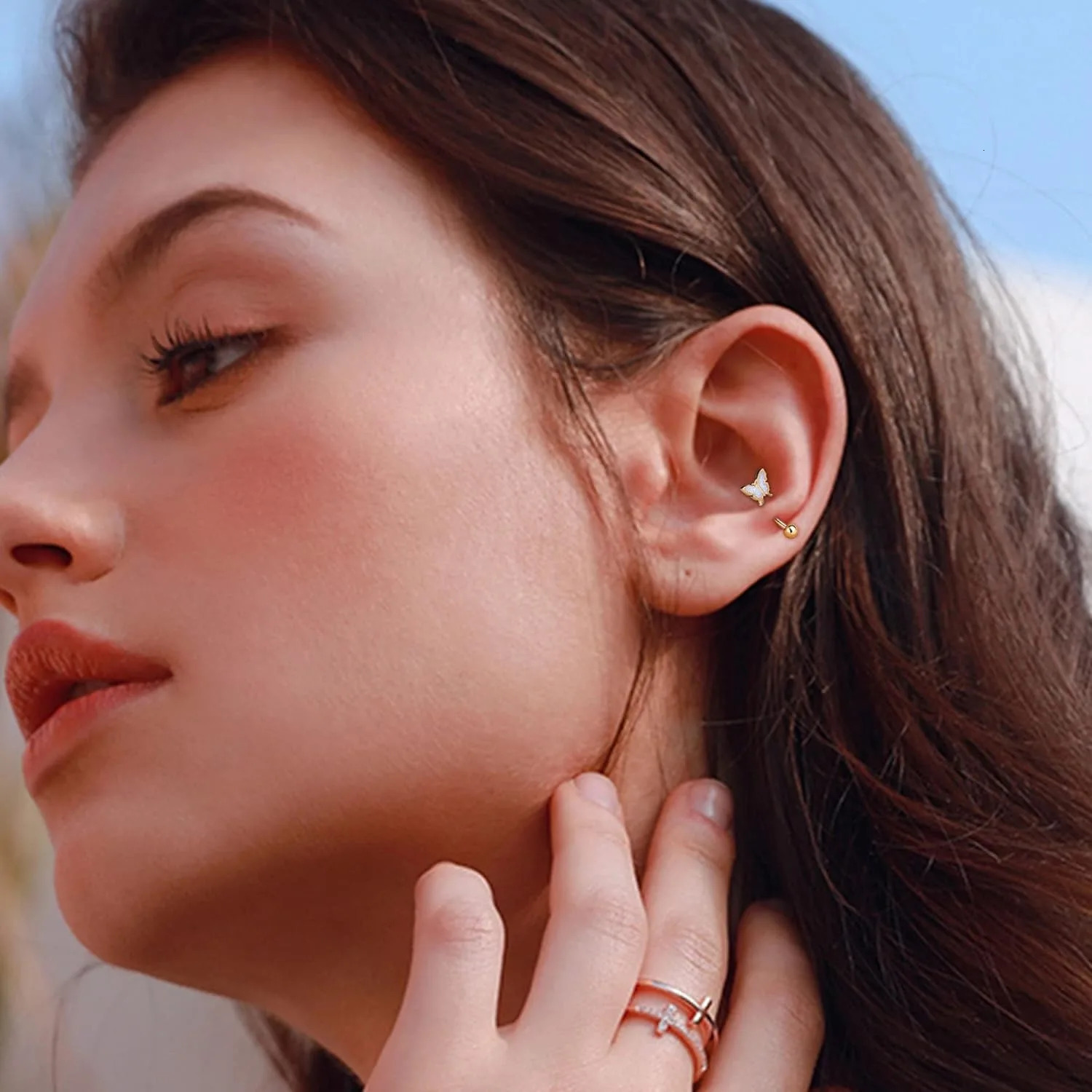 Drperfect 1pc Stainless Steel Rook Piercing Jewelry Lip Ring Cartilage Daith Surface Tragus Piercing Jewelry Eyebrow Rings 250805