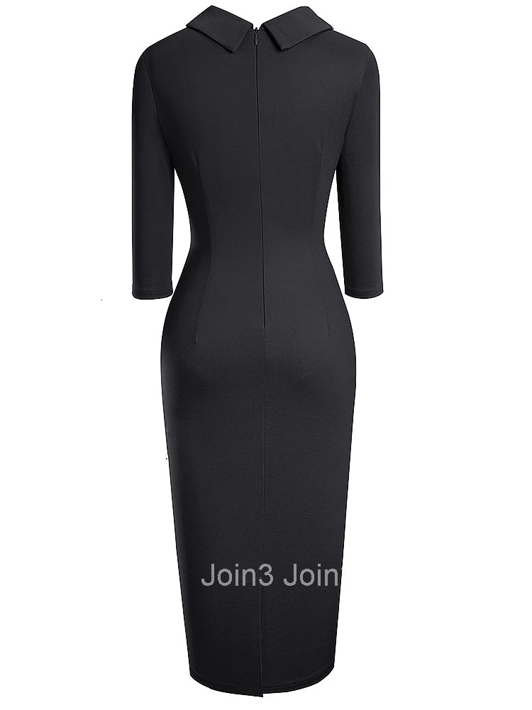 Nice-forever Vintage Elegant Pure Color with Button Office Work vestidos Business Formal Bodycon Women Pencil Dress B574