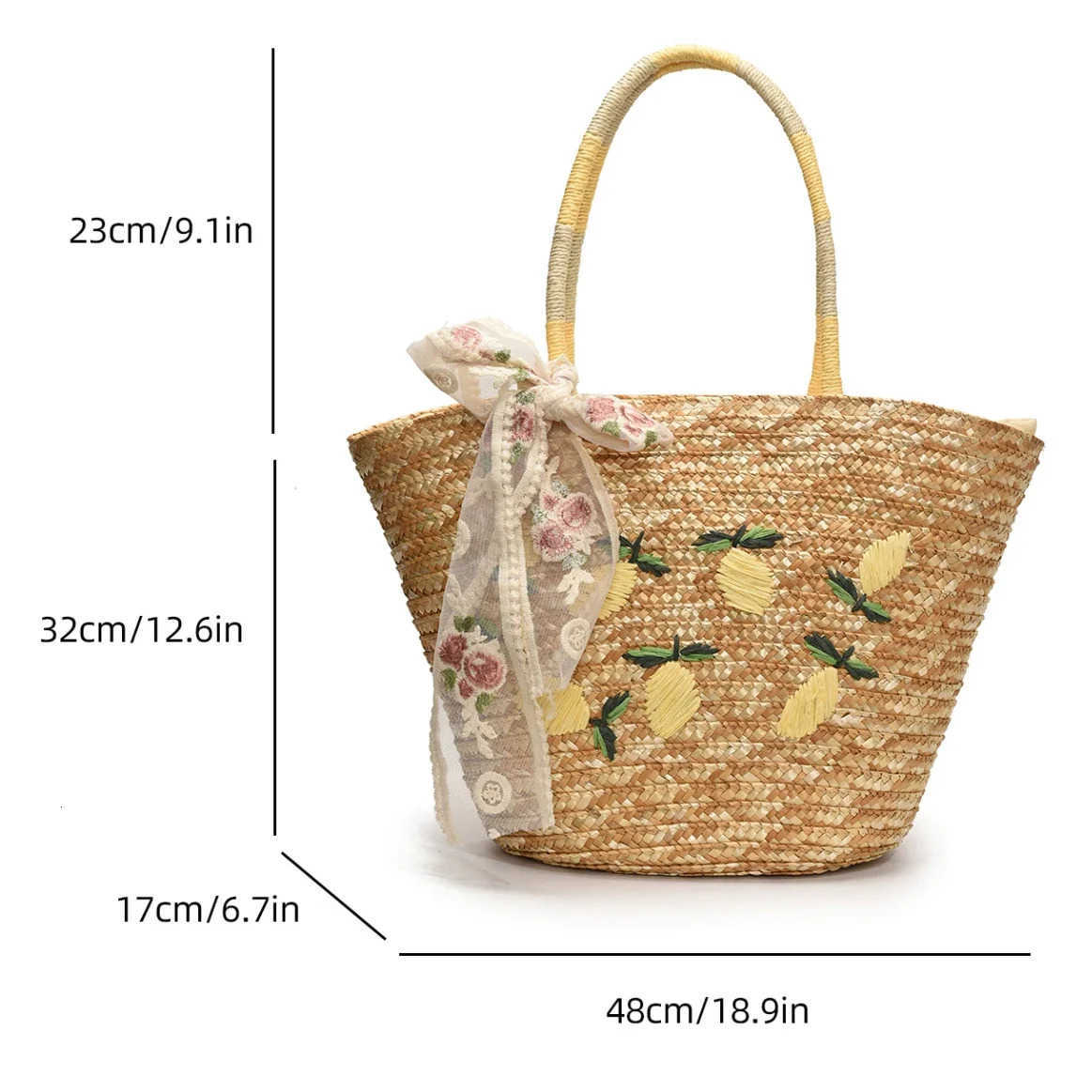 Large Capacity Beach Shoulder Bag Designer Embroidery Handbag Summer Handmade Rattan Bag Fashion Basket Straw Shopping Bag M250806