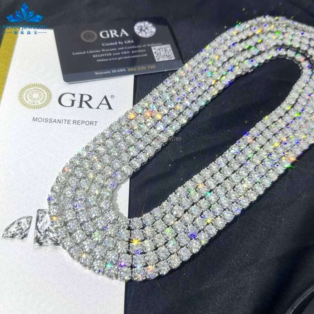 Moissanite tennis chaindesigner hiphop necklace 2mm 3mm iced out dia sterling sier 4mm 5mm moissanite tennis chain