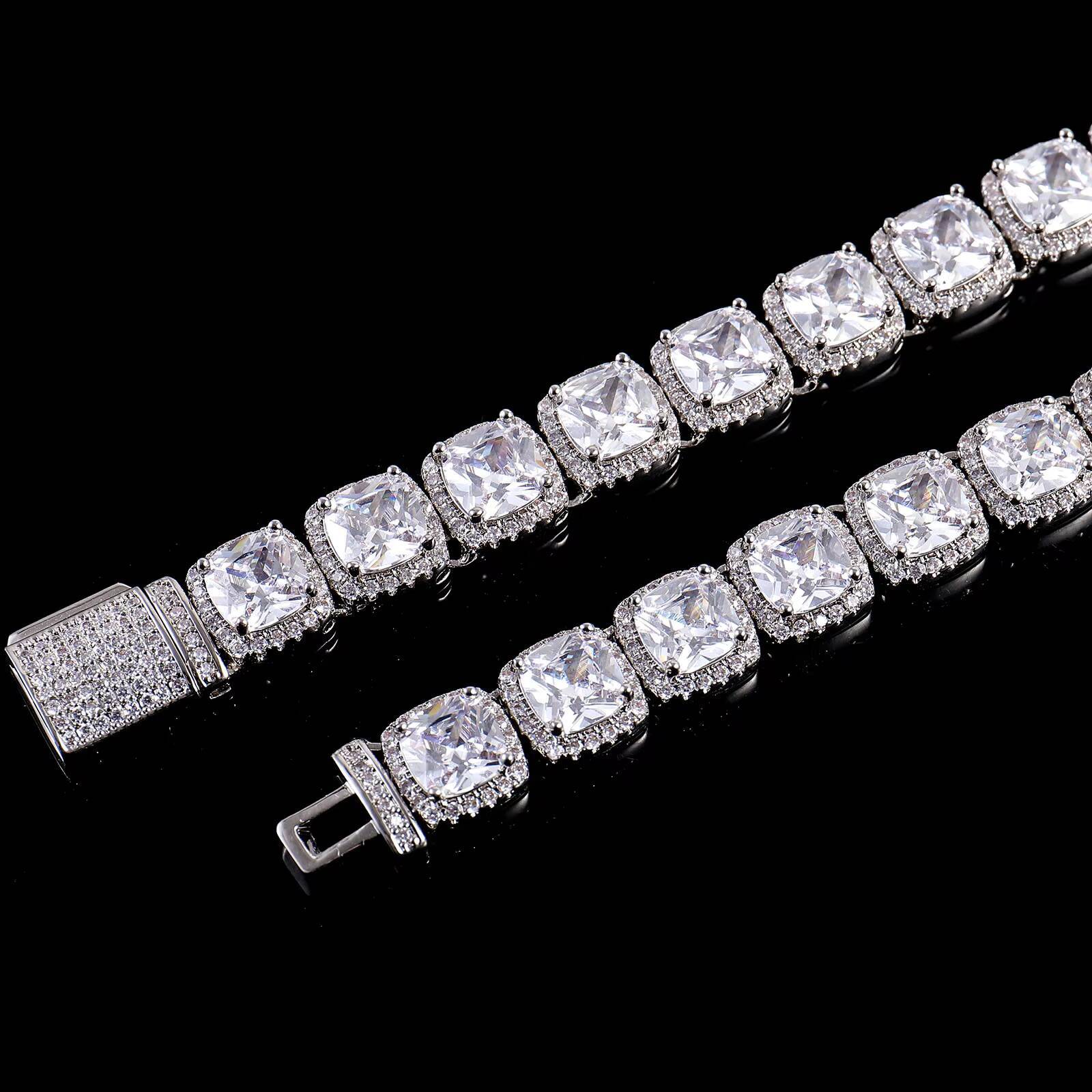 Wholesale 8mm Silver Gold Iced Out Hop Tennis Link Chain Fashion Moissanite Necklace for Men