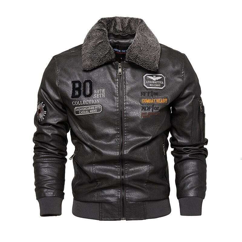 Men's jacket coat New Pu Motorcycle Suit Fleece Leather Jacket Men's