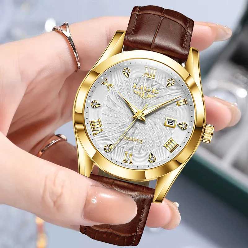LIGE Women Fashion Leather Military Sport Waterproof es For Women Top Brand Luxury Womens Bracelet Reloj Mujer W250806