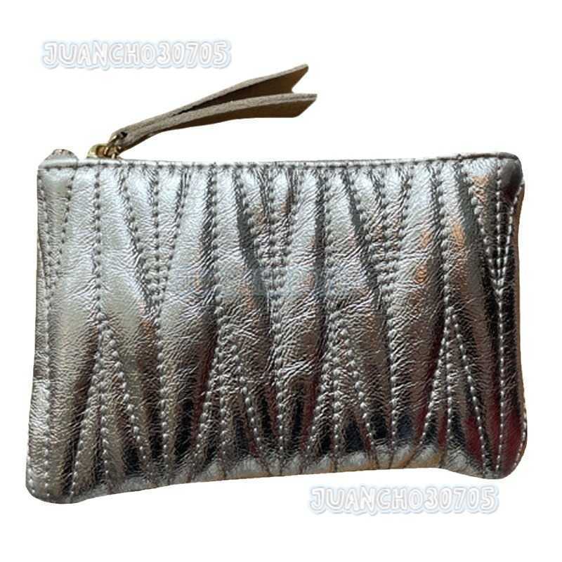 Top Layer Cowhide Embroidered Thread Coin Purse Women Key Bag Card Holder Genuine Leather Zipper Handbag Lipstick Bag Trend H250806