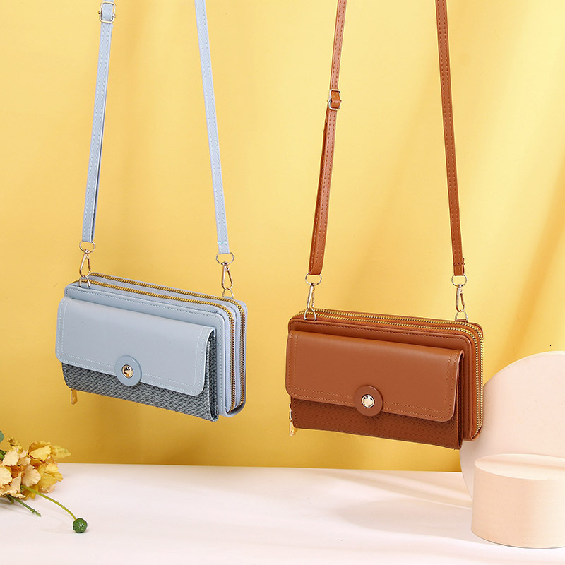 New Double Zipper Crossbody Simple Fashion Horizontal Single Shoulder Small Phone Bag