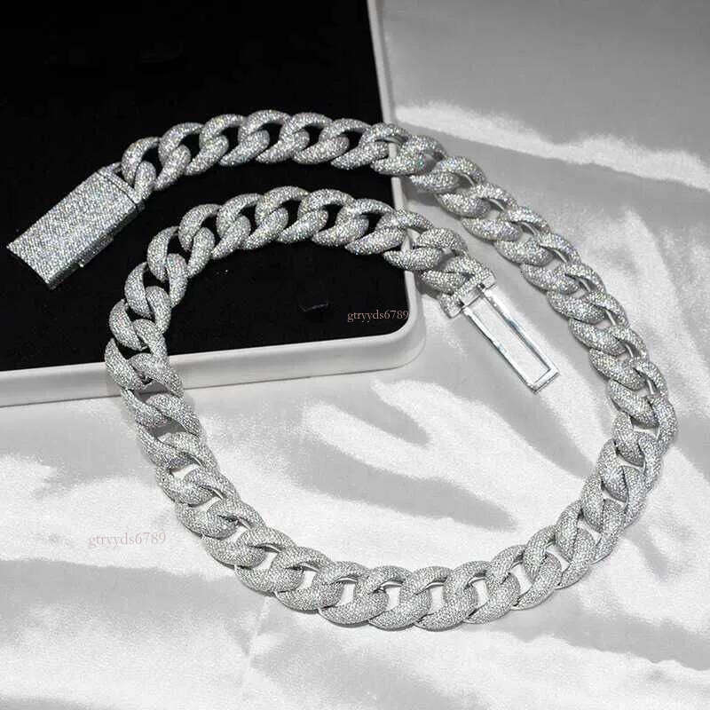 Passed the 100% diamond testSenior Designer Necklace20mm Moissanite Iced Out Dia Sterling Sier Necklace Miami Cuban Link Chain