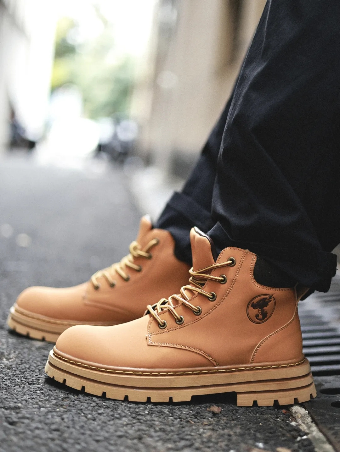 Jifffly unisex Martin with increased height, wear resistance, and new thick wool British workwear, outdoor casual yellow boots