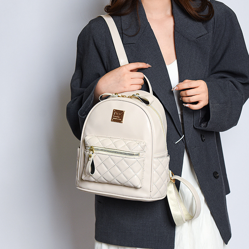Cross-border Free Delivery To Your Backpack Bag Ladies 2025 Spring Luxury Bag New Pu Fashion Lingge Designer Bag Ladies Backpack Travel Backpack
