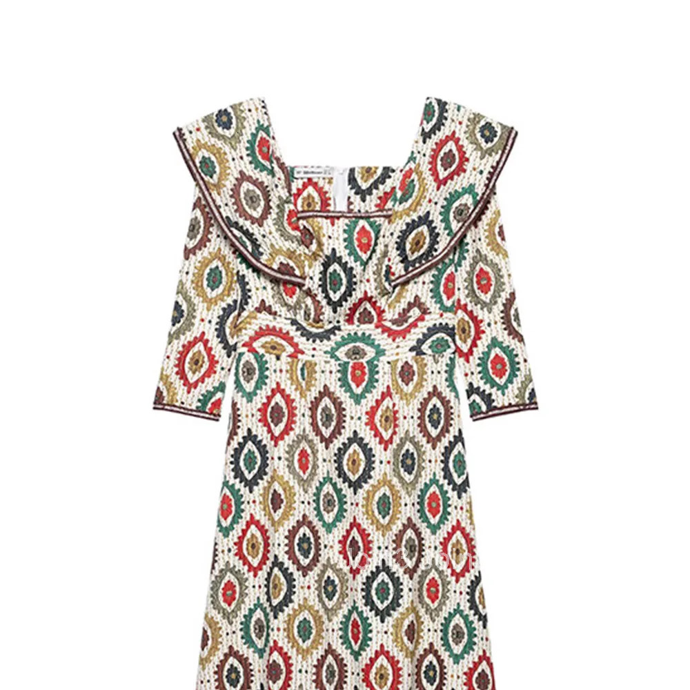 The Summer New Womens Wear Is A Retro Elegant Simple and Fashionable Ethnic-style Printed Vacation Webbed Dress