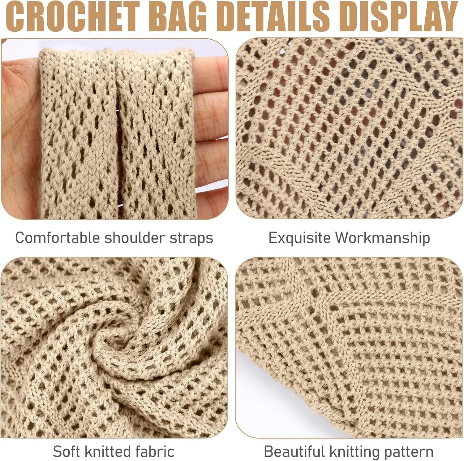 WomenS Crochet Foldable Woven Bag Summer Beach Handbag Beautiful Hippie Knitted Bag Hollowed Out Retro Shoulder Bag 250804