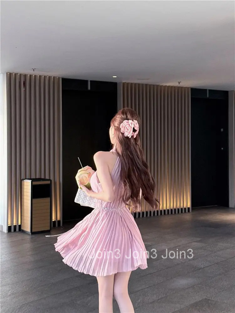 Women Dresses Sleeveless Halter Slim Elegant Summer Fashion French Style Party Mini Dress Ladies Sexy Clubwear Fashion