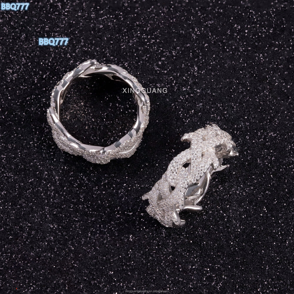 XingGuang Moissanite Ring Pass Diamond Test Hip Hop Jewelry 925 Silver Iced Out VVS Moissanite Diamond Fashion Ring for Rapper