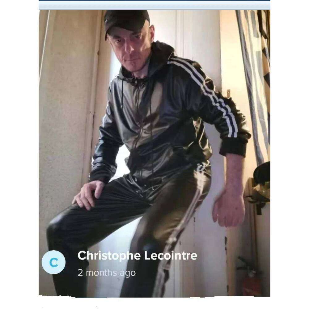 MEN's Faux Tracksuit with Zipper Hoodie, Casual Sportswear Jogging Suit, Men's PU Leather Hoodie Set for Sports