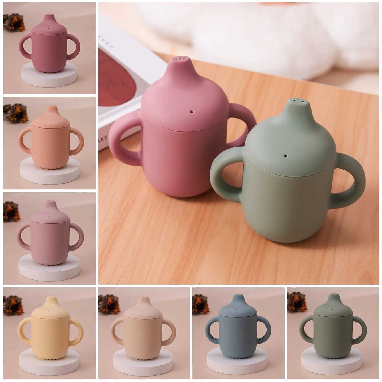 1PCS Color Kids Silicone Baby Training Cup Double Handle Feeding Water Bottle For Infants BPA Free Toddler Learning Essentials X250806