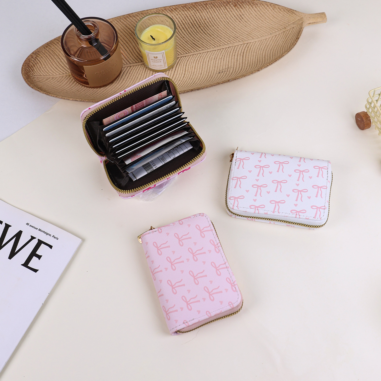 New Women's Cartoon Sweet Mini Coin Purse Ins Style Bow Multi-Card Slot Holder Card Case