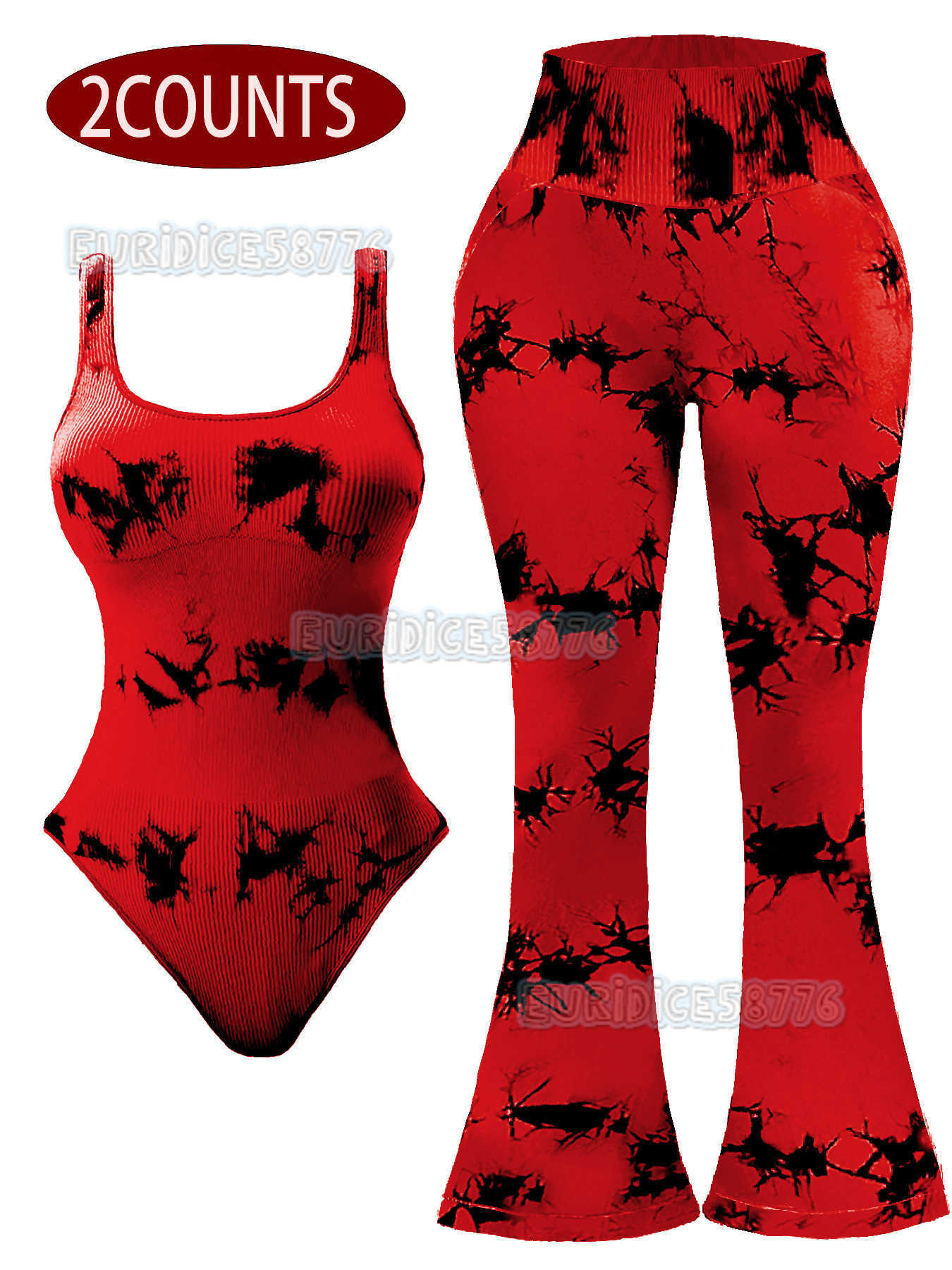 Seamless Tie-dye Yoga Wide-leg Pants for Women with Tight Top High Waist Hip-lifting Moisture-wicking Outdoor Sports Fitness H250806