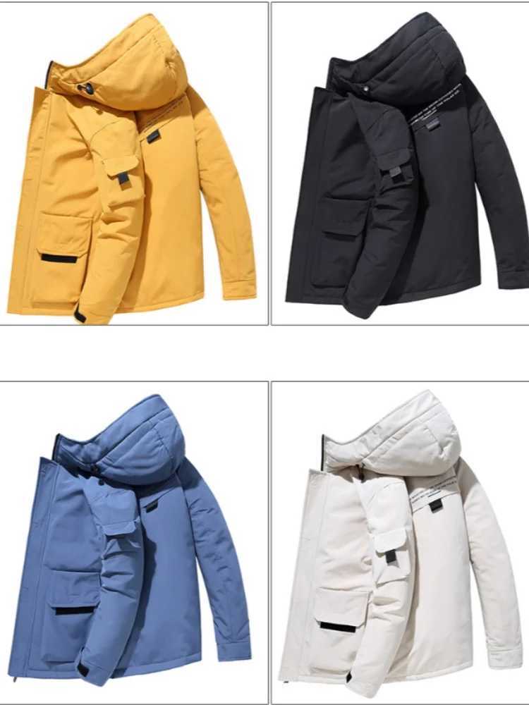 2025 new mens workwear down jacket winter hooded warm jacket multi-pocket windproof down jacket trendy down jacket W250806