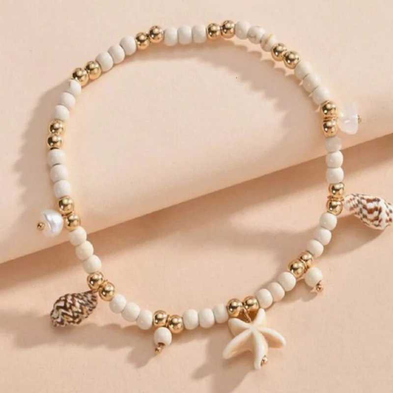 Sweet Conch And Starfish Beach Anklet For Women White Gold Color Beache Charm Anklet Summer Holiday Beach Daily Jewelry Y250805
