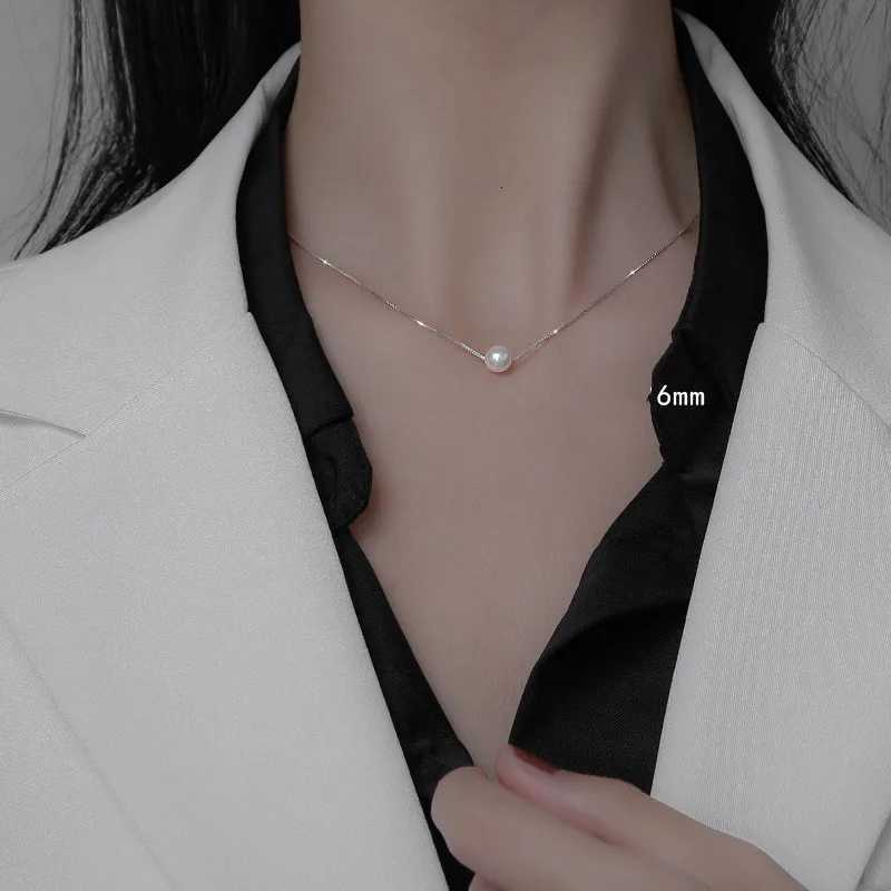 925 Sterling Silver Korean INS Pearl Pendant Necklace for Women Elegant Anniversary Gift Jewelry Y250805