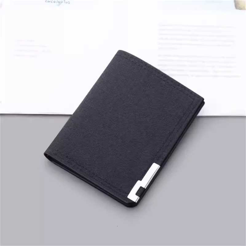 Canvas Mens Money Clip Short Trifold Wallet With Zip Coin Purse Fashion Student Casual Money Clip Card Bag XJ250806