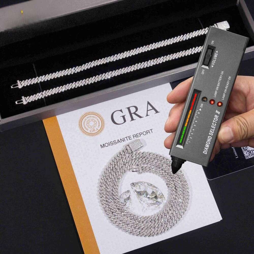 New Style Sterling Sier 5MM VVS Moissanite Dia Cuban Gra Certified Hip Hop Jewelry Iced Out Link Chain Men