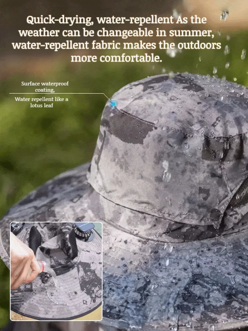 Summer mens outdoor large wind removable embedded sunscreen visor hat double fan fisherman hat 250805