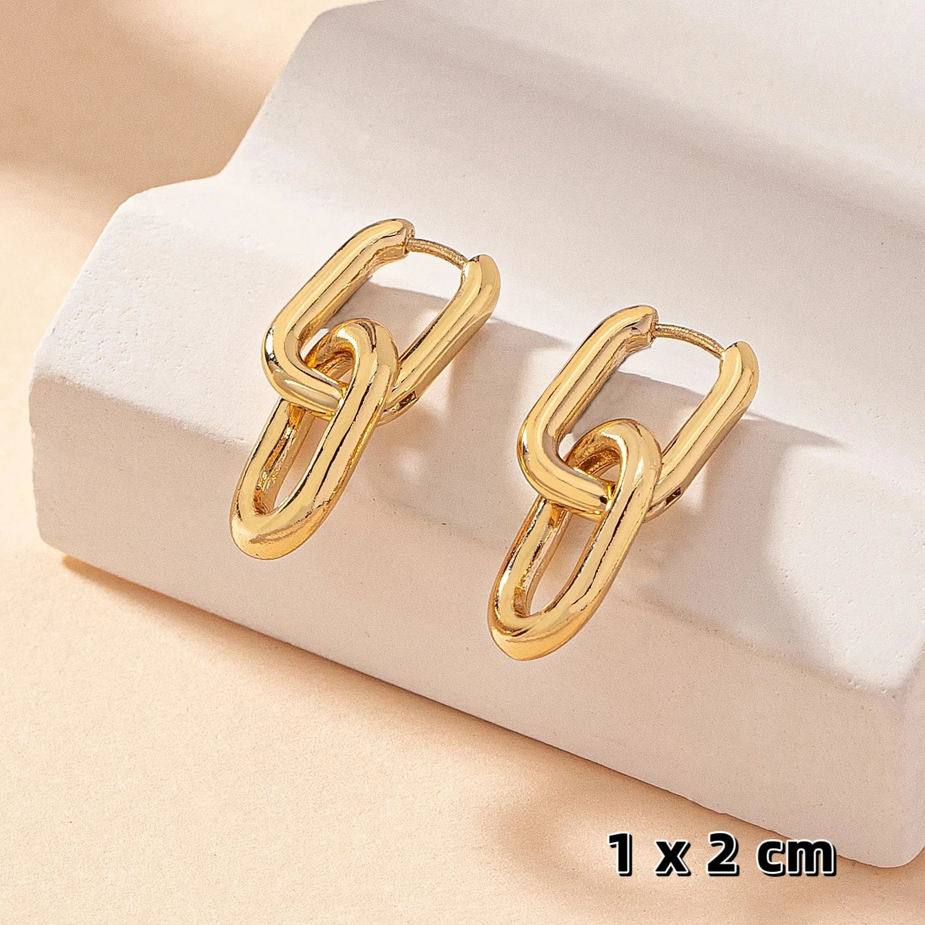 Stainless Steel Fashion Gold Color Geometric Square Hoop Earrings for Women Huggie Punk Hip-Hop Metal Round Circle Party Jewelry 250805