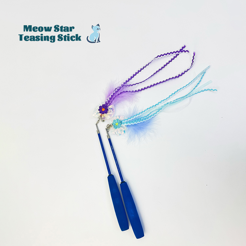 Cat toy magic color paper feather cat stick, bell to relieve boredom