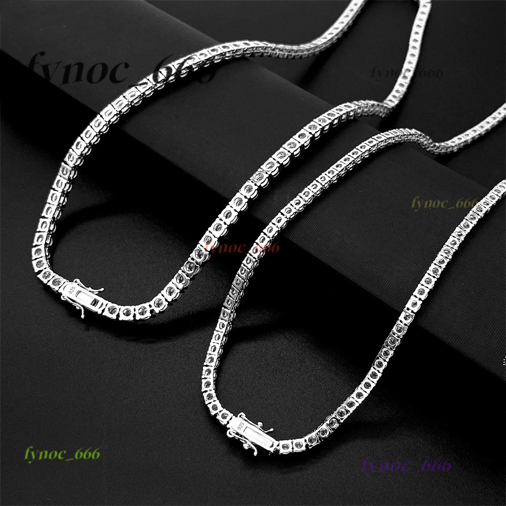 2025 Hot Selling Sterling Silver Moissanite Tennis Chain Hip Hop Style Necklace