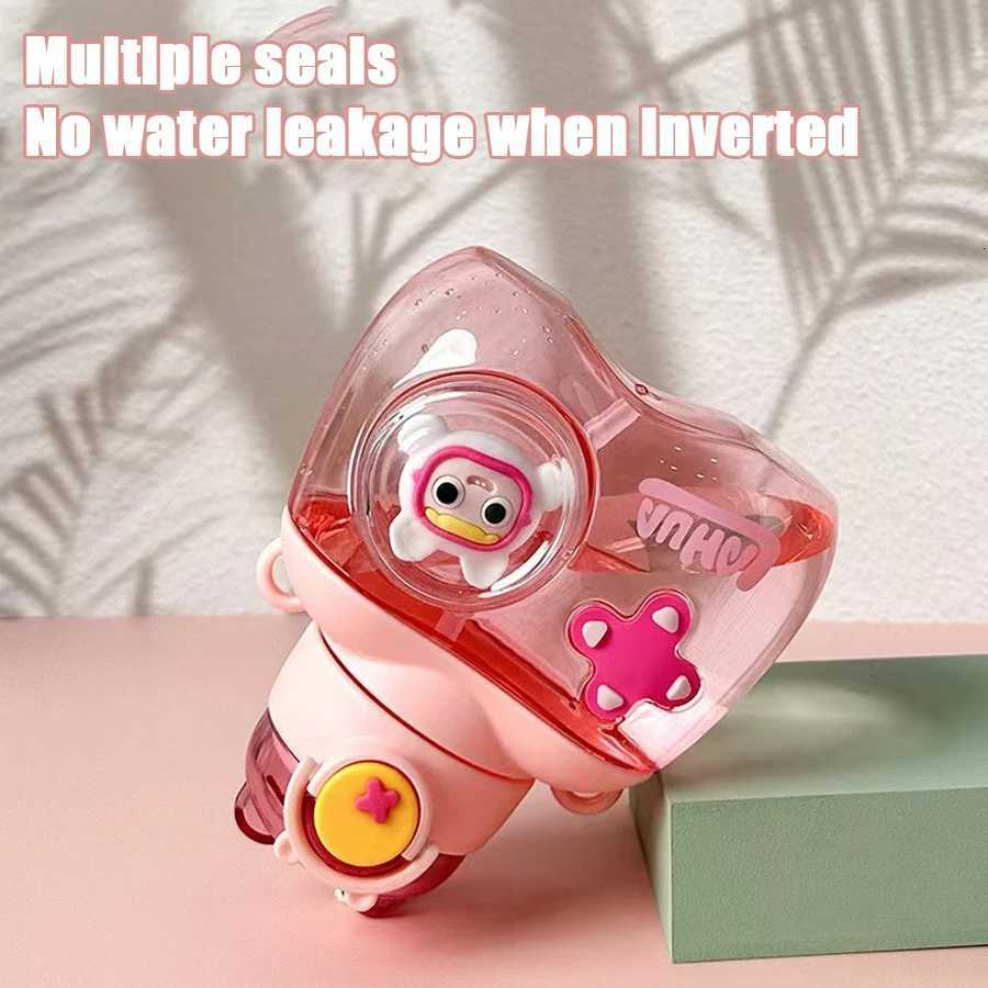 750ml Cute Bear Mug Kids Creative 3D Large Capacity Sports Water Bottle Portable Straw Mug Silicone Straw With Strap X250806