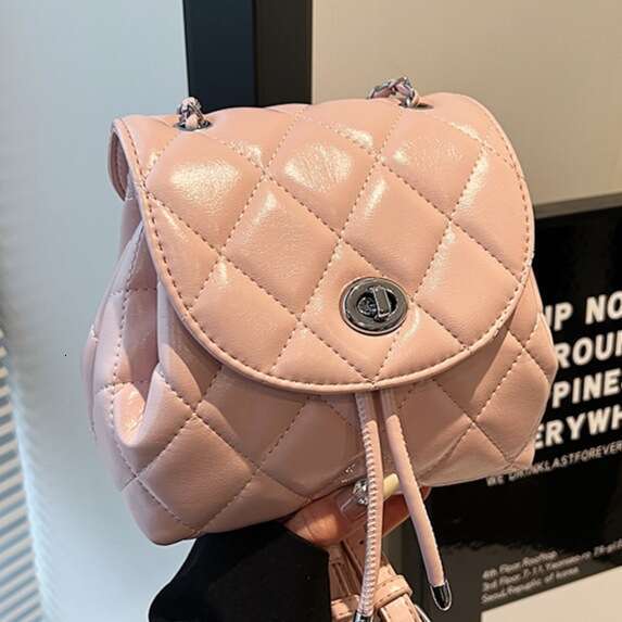 Quilted Mini Backpack with Drawstring Closure - Adjustable Straps, Stylish Buckle, Ideal for Women's Daily Outfits and Casual Gatherings
