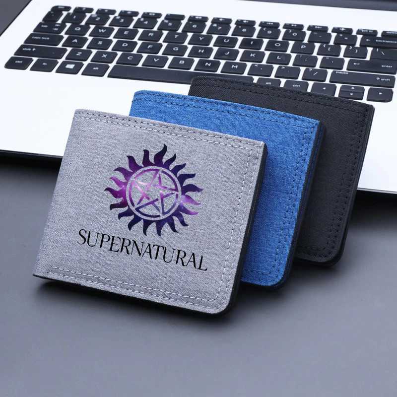 Supernatural Mini Thin Men Wallet Card Holder Mens Purse Coin Pouch Id Card Holder Short Canvas Card Holder Wallet XJ250806