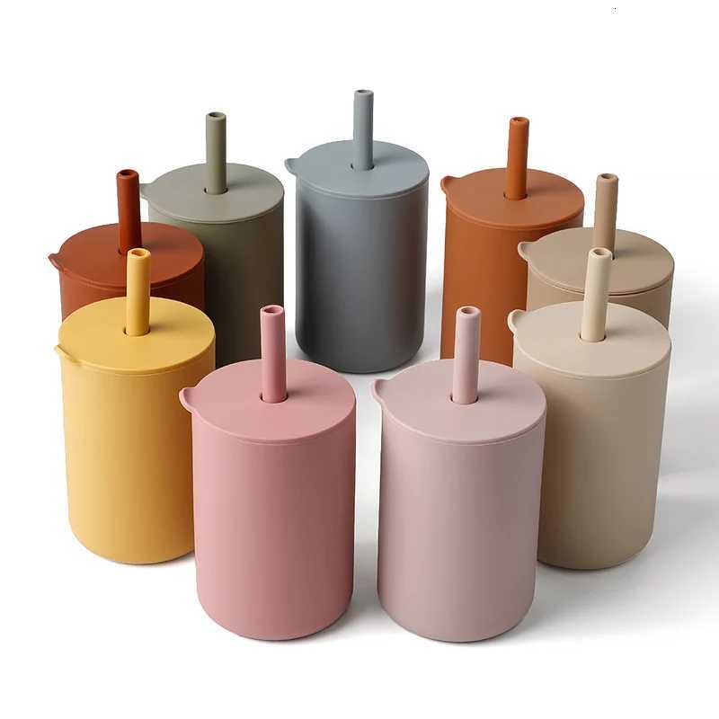 Baby Feeding Straw Drinkware Cup Baby Cute Learning Feeding Cup Food Grade BPA Free Silicone Toddler Water Bottle Tableware X2508061