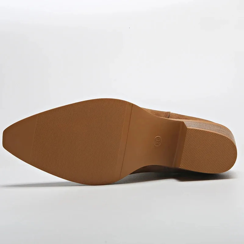 Aphixta Retro Brown Chelsea Boots Suede Modern Boots Women Ankle Boots 5CM Square Heels Lady Footwear Shoes botas mujer botines 250805