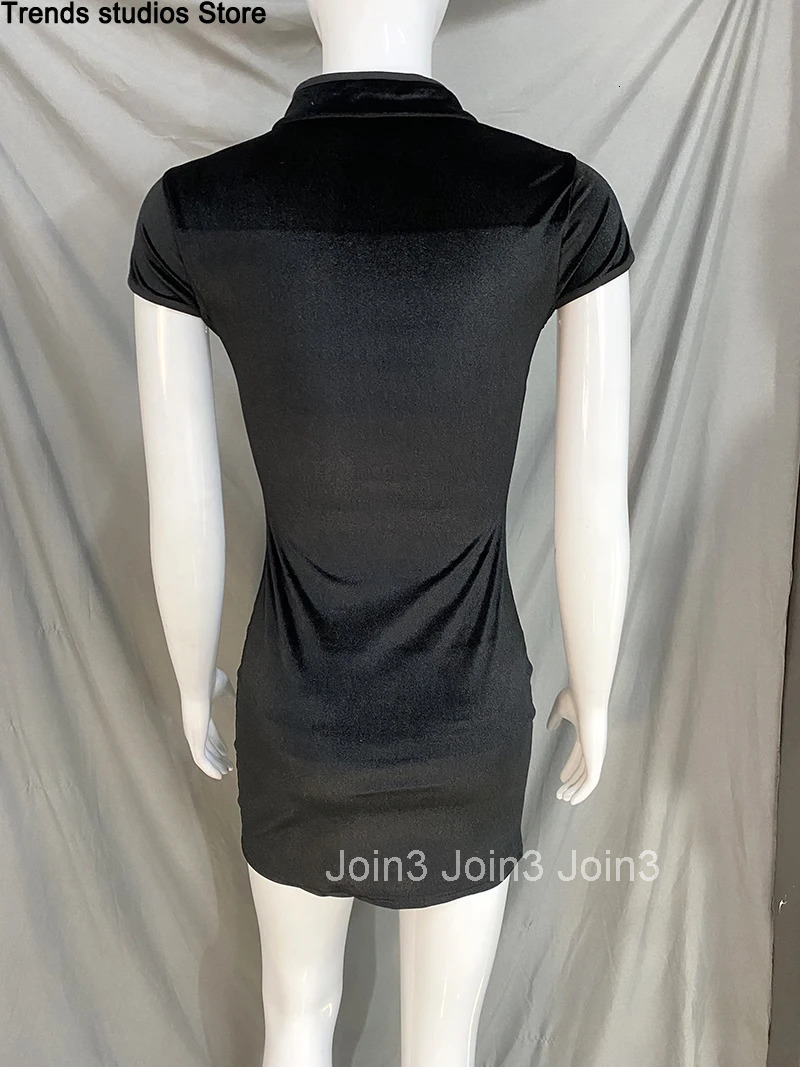 Women Dress Y2K Cheongsam Velvet Elegant Black Sexy Short Sleeve Button Casual Shopping Photo Chinese Dress Tight Fashion Summer