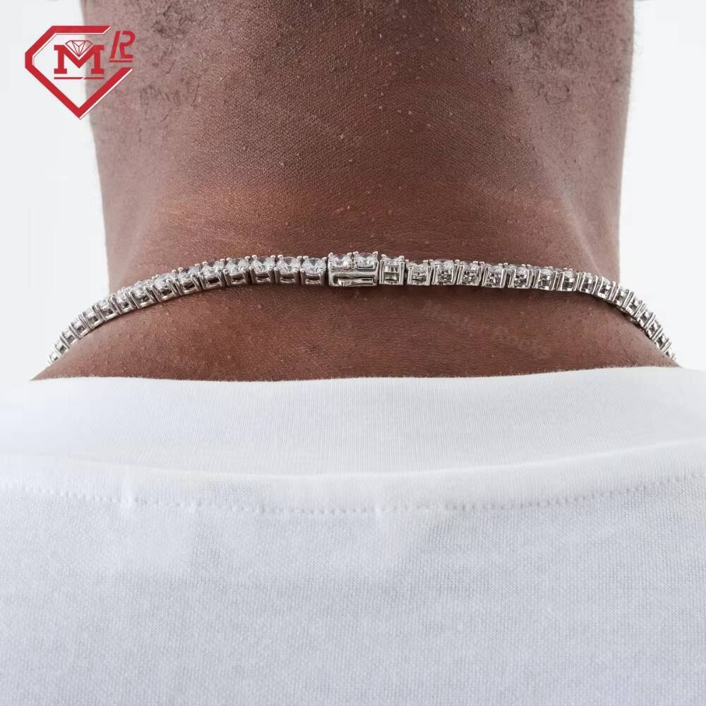 Custom 925 Sterling Silver 5mm Diamond Necklace Men Jewelry Hip Hop Moissanite Tennis Chain