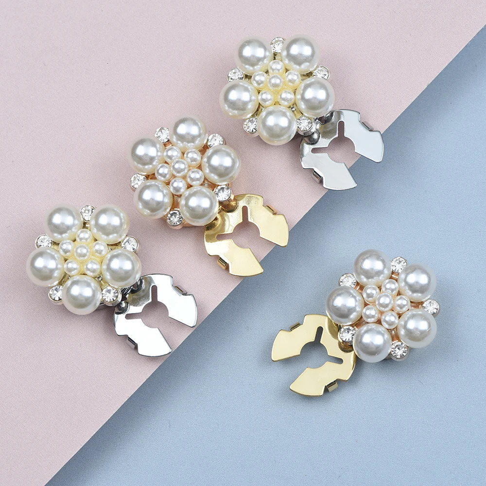 2pcs Faux Pearl Rhinestone Shirt Button Cover Cufflinks Button Pins for Ladies Clothing Sleeve Buttons Accessories 250806